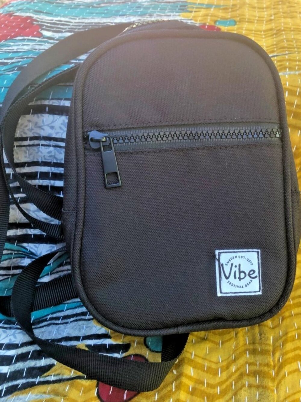 Vibe Festival Gear Small Crossbody Sling Bag Black Unisex Festival Travel Bag